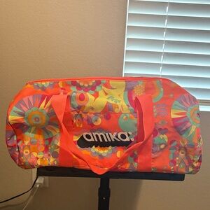 amika Orange Multicolor Floral-Print Weekender Bag